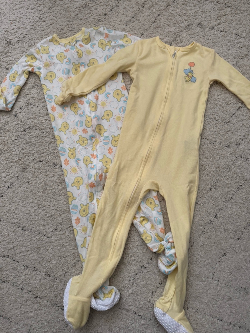 Disney Yellow Baby Footed One-Piece Sleepers - 2 Pack